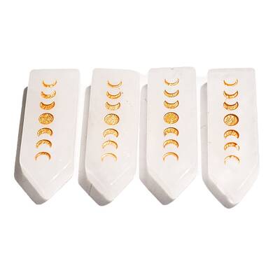 Natural Quartz Crystal Carved Moon Phases Hexagonal Arrow Figurines for Home Desktop Decoration