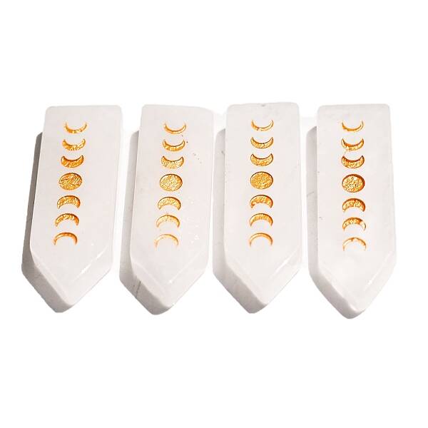 Natural Quartz Crystal Carved Moon Phases Hexagonal Arrow Figurines for Home Desktop Decoration