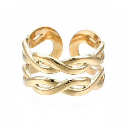 304 Stainless Steel Twist Wrap Open Cuff Ring