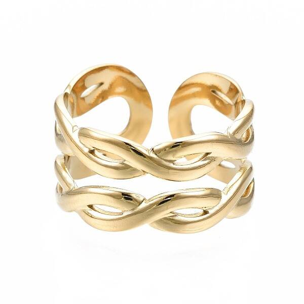 304 Stainless Steel Twist Wrap Open Cuff Ring