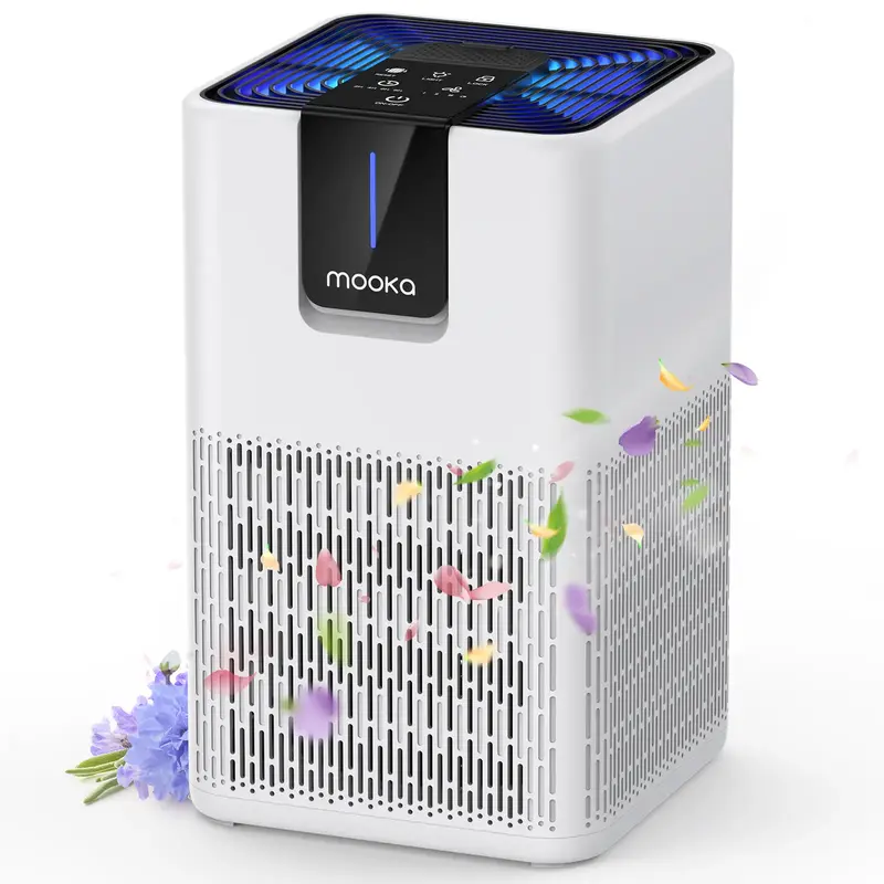 MOOKA Air Purifiers for Home Large Room Up to 1250 Ft², H13 HEPA Air Purifier for Pets Dust Odor Smoke, Aromatherapy Functio...
