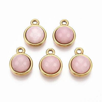Natural Rose Quartz Half Round Charms