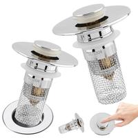 3 in 1 Sink Drain Strainer with Hair Catcher,1PCS Stainless Steel Popup Sink Stopper with Basket for Bathroom Kitchen Shower,...