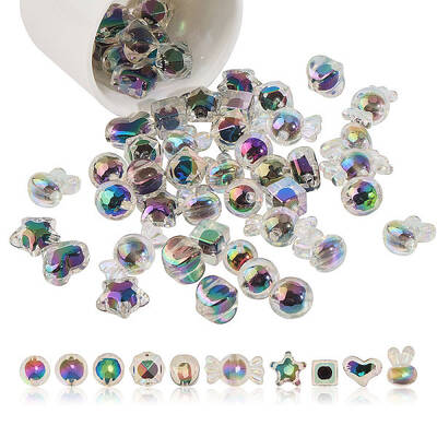 60Pcs 10 Styles Acrylic Beads