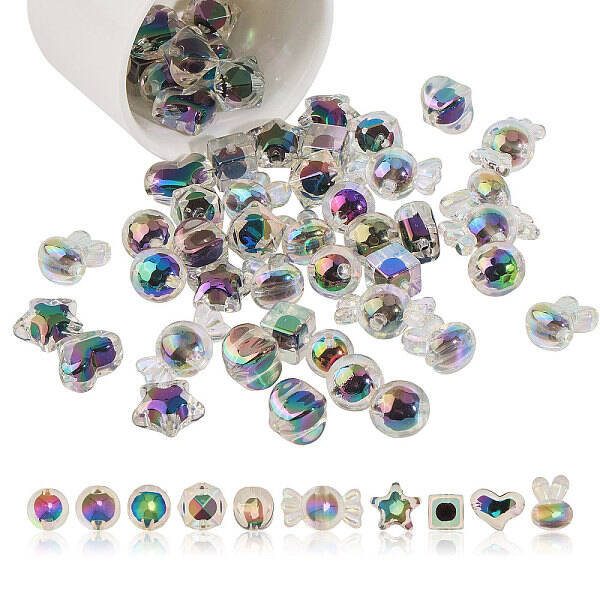 60Pcs 10 Styles Acrylic Beads