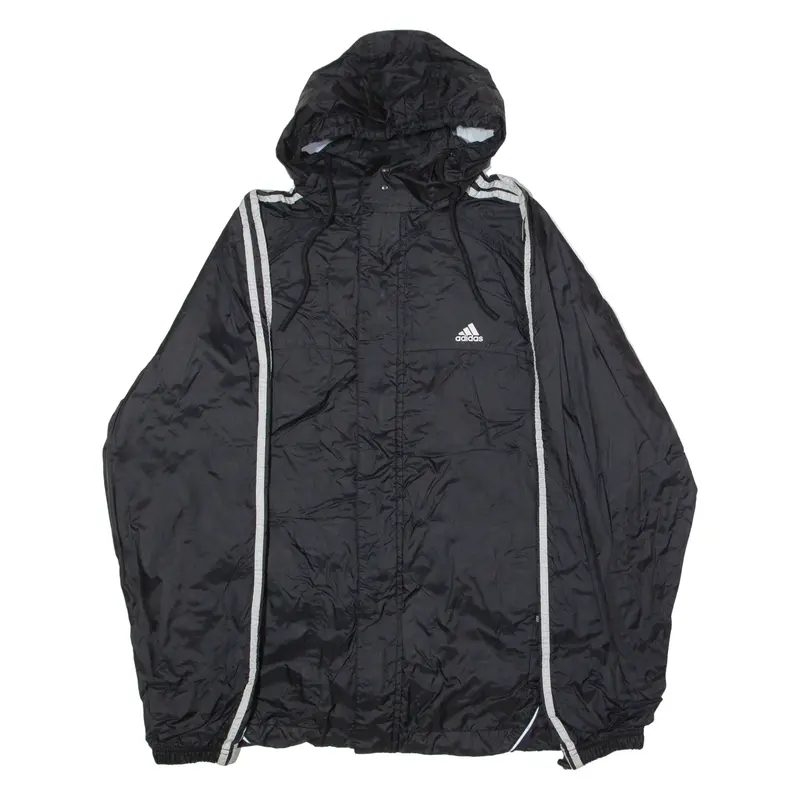 ADIDAS Mens Rain Jacket Black Hooded M