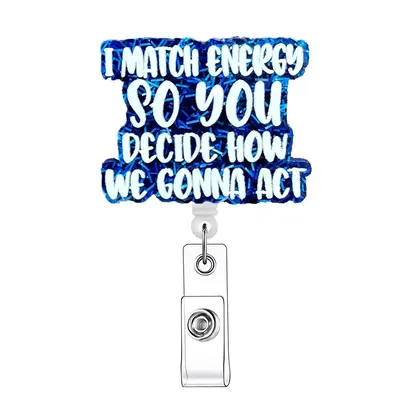 I Match Energy Retractable Badge Reel, 1 Count Acrylic ID Holder with Clip for Nurse, Doctor, Student & Office Staff
