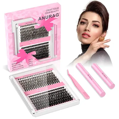 DIY  Eyelash Extension Kit 24 Eyelash Set Kit Individual Eyelashes Natural 9-17mm Kit with Applicator Tools Inside: Eyelash A...
