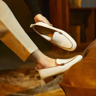 CHIKO Iyla Round Toe Block Heels Loafers Shoes