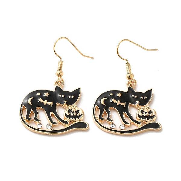 Halloween Golden Alloy Enamel Dangle Earrings
