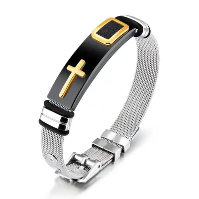 GJ878 Three color Men's Bracelet Cross Adjustable Titanium Steel