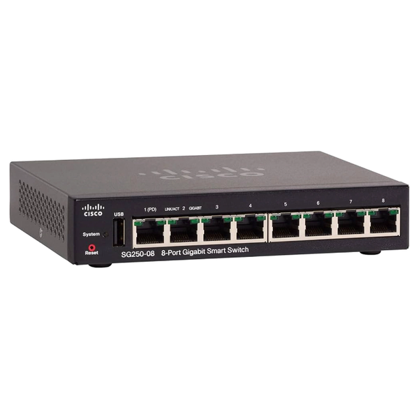 Cisco SG250-08-K9-NA-RF | Small Business 250 Series SG250-08 8 x Ports PoE+ 10/100/1000Base-T Rack-Mountable Layer 2 Managed ...
