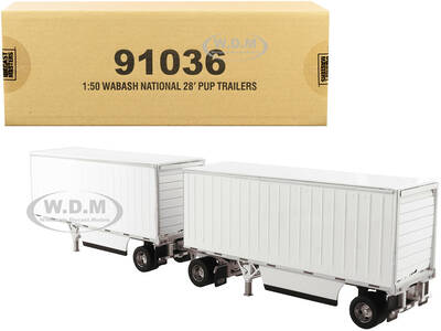 Wabash National 28' Double Pup Trailers White Transport Series 1/50 Diecast Model by Diecast Masters