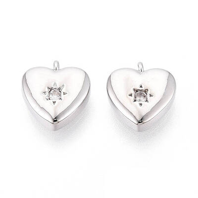 Brass Micro Pave Clear Cubic Zirconia Charms