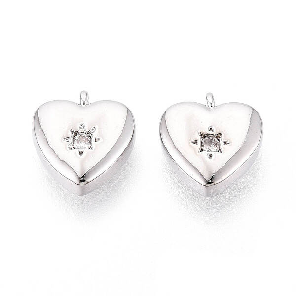 Brass Micro Pave Clear Cubic Zirconia Charms