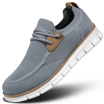 Mens Oxfords Lace-Up Lightweight Casual Walking Shoes Fashion Sneakers Walking Shoes Knitted Mesh Breathable AndComfortable P...