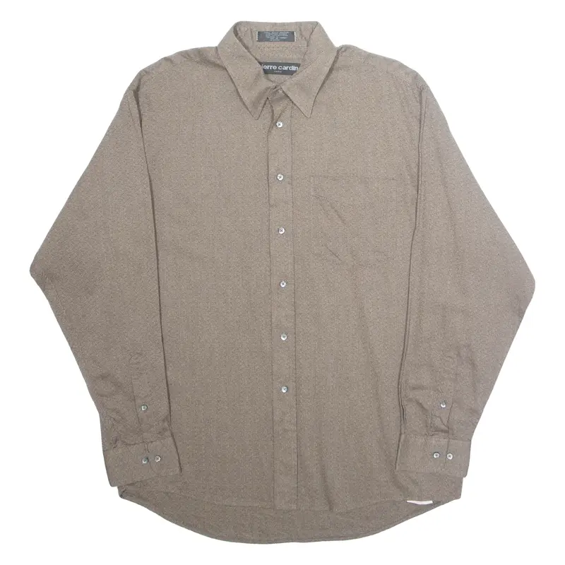 PIERRE CARDIN Mens Plain Shirt Brown Long Sleeve XL