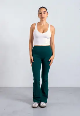 Organic Cotton Flared Leggings, Evergreen | Size: XXXL