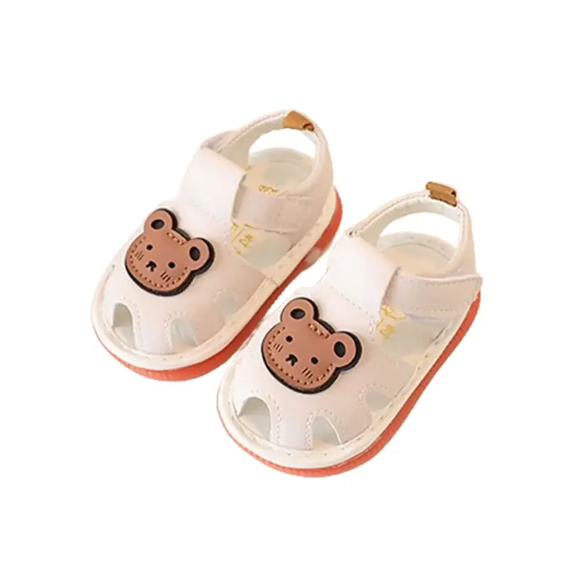 Baby Boys Girls Summer Sandals Cue Bear Pattern Squeaky Squeaky Shoes Non-Slip Newborn First Walking Shoes Toddler Clogs Infa...