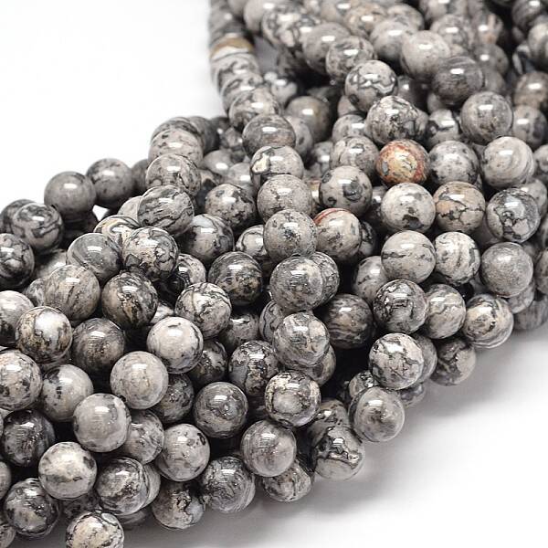 Natural Map Stone Beads Strands