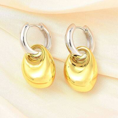 Oval Brass Hoop Earrings for Women