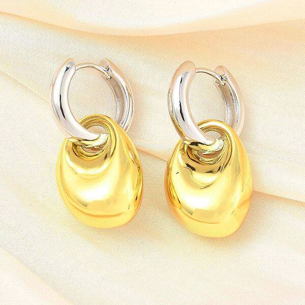 Oval Brass Hoop Earrings for Women