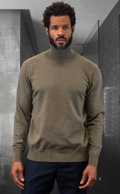 Mens Sweater Olive - Wool And Cashmere Fabric
