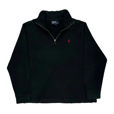 Polo By Ralph Lauren 1/4 Zip - Large Black Cotton