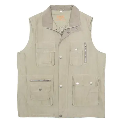 MIAN Utility Mens Gilet Green Satin XL