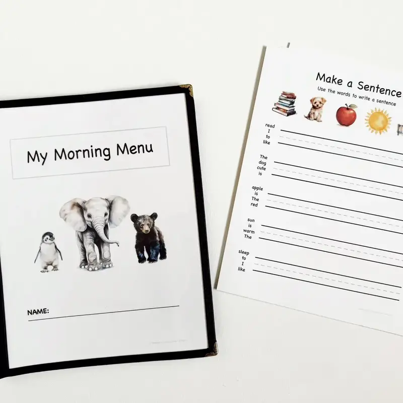 1st Grade Morning Menu with 22 Activity Pages| Kid's Activity Book|Kid's Workbook|Homeschool Curriculum|Learning Book