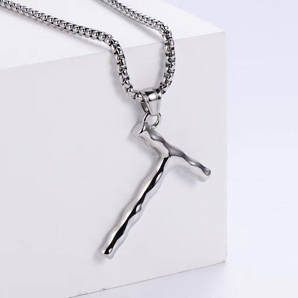 3Pcs Stainless Steel Textured Letter Pendant Box Chain Necklaces