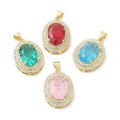 Real 16K Gold Plated Brass Micro Pave Cubic Zirconia Pendants