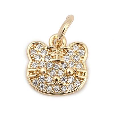 Brass Micro Pave Cubic Zirconia Charms