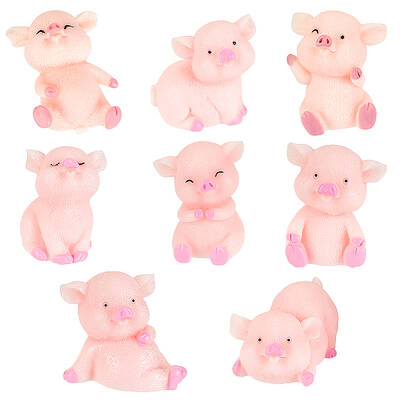 24Pcs 8 Styles Resin Pig Figurines Ornaments