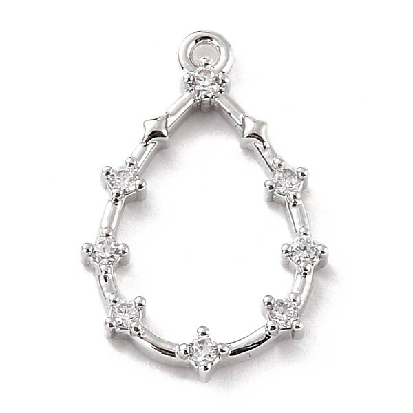 Eco-Friendly Brass Micro Pave Clear Cubic Zirconia Pendants