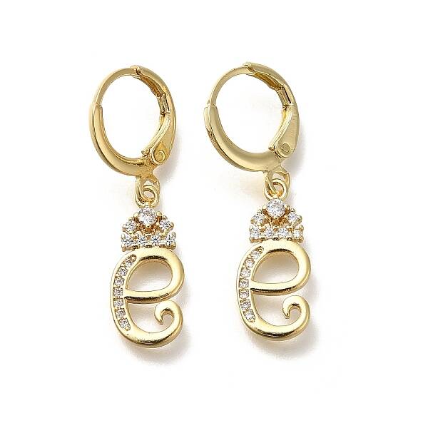 Brass Clear Cubic Zirconia Hoop Earrings