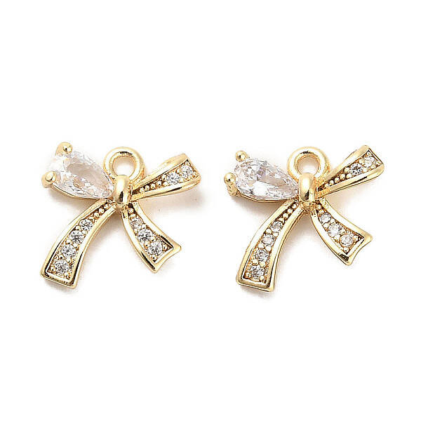 Brass Micro Pave Clear Cubic Zirconia Charms