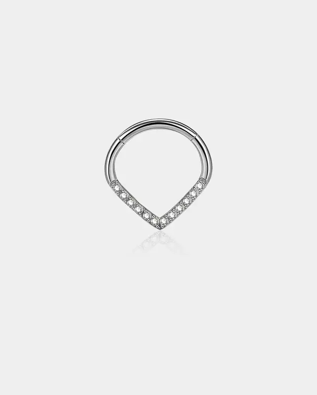 Clear CZ Triangle Septum Ring - Silver / 8mm