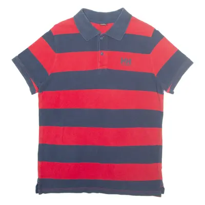 HELLY HANSEN Mens Polo Shirt Red Striped L