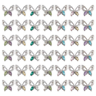 42Pcs 7 Colors Alloy Glass Cabochons
