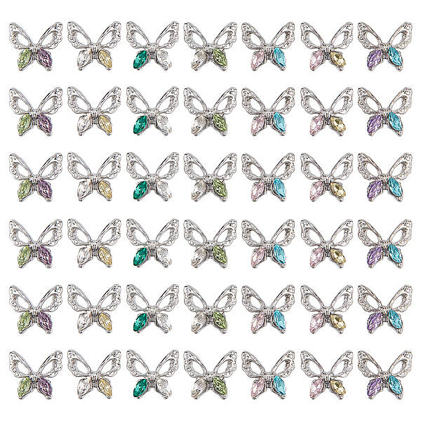 42Pcs 7 Colors Alloy Glass Cabochons