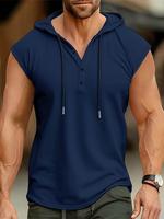 Men's Solid Color Hooded Sleeveless T-shirt, Casual Sleeveless Plain Top for Summer, Fashion Men's Clothes for Daily Wear