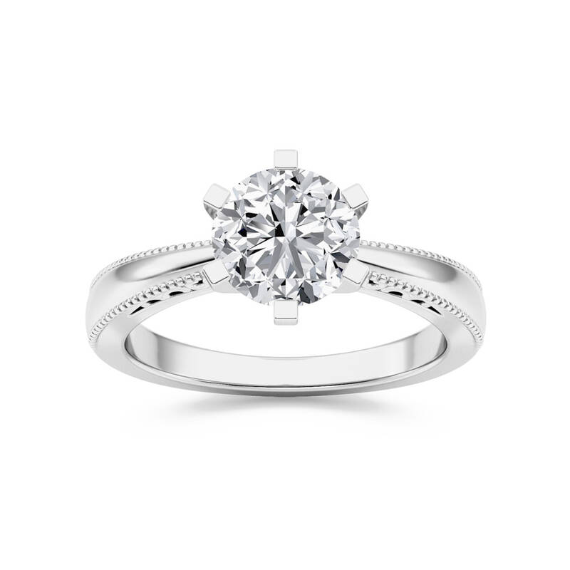 Art Deco Inspired Round Lab Grown Diamond Solitaire Ring | 18K White Gold 2 1/2 CT. TW.