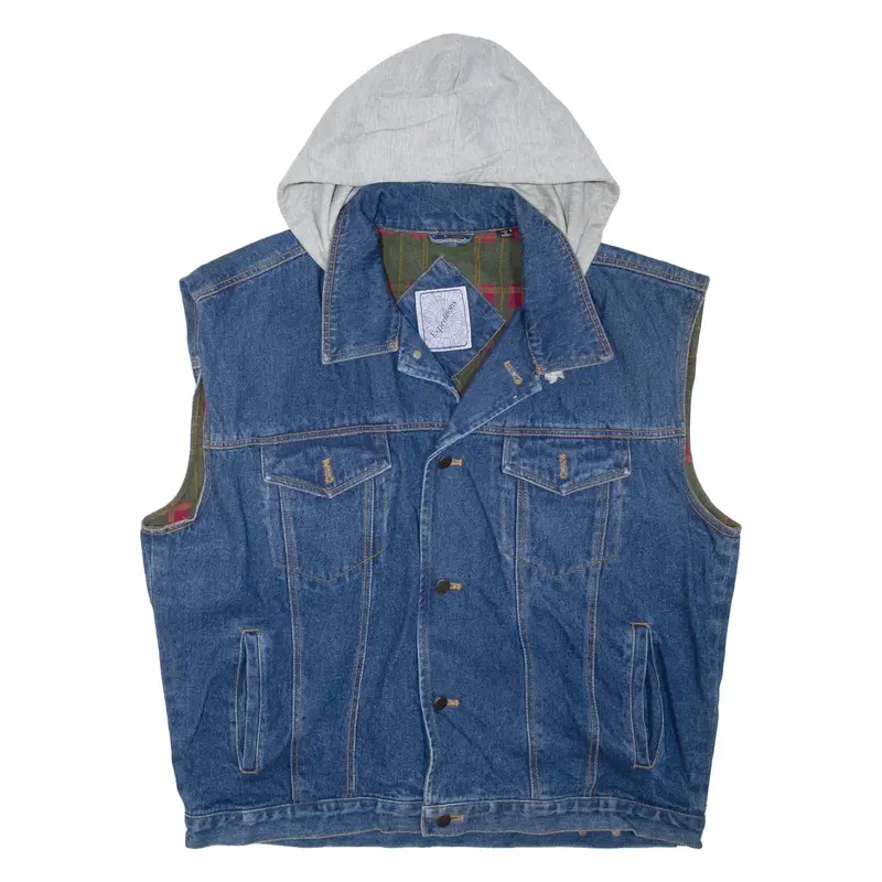 EXPEDITIONS Blanket Lined Denim Gilet Blue 90s Mens L