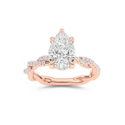 ChiraTan Pear Shape Lab Grown Diamond Engagement Ring | 10K Rose Gold 3 7/8 CT. TW.
