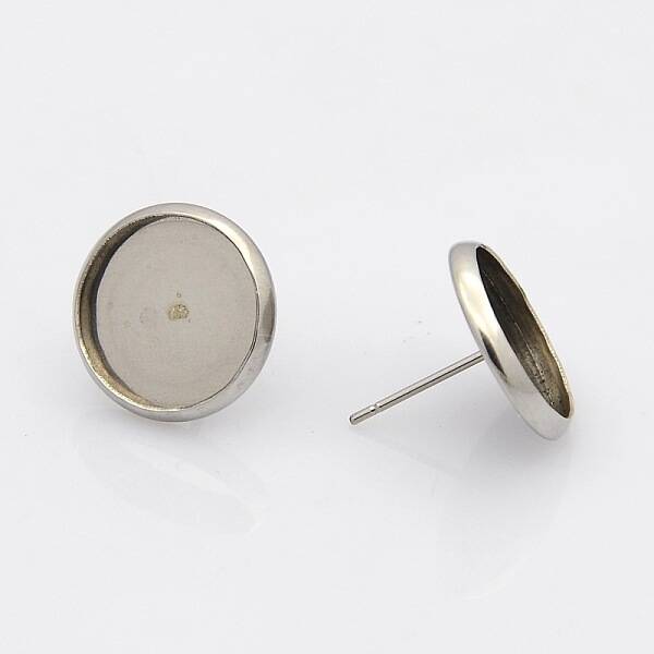 Tarnish Resistant 304 Stainless Steel Flat Round Stud Earring Settings