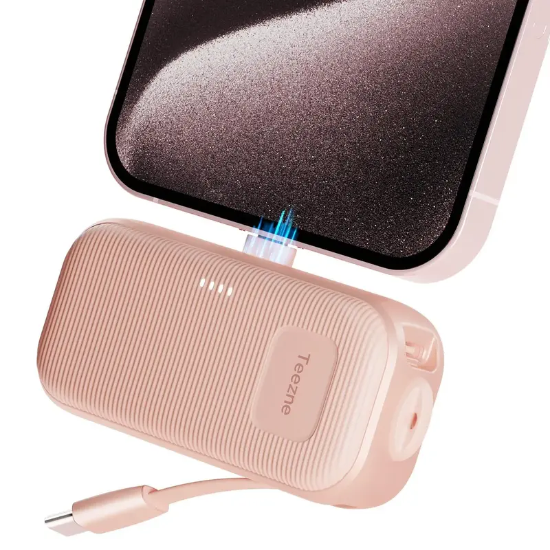 Portable Mini Power Banks for Summer, USB-C Power Bank Charger with Built-in Cable, Ultra-compact Battery Pack for iPhone And...