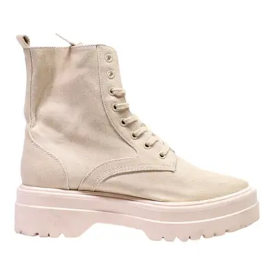 TOMMY HILFIGER Platform Trainers Cream Canvas Womens UK 6