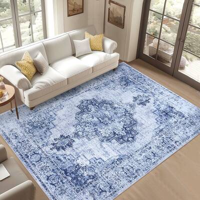 Garvee Living Room Rugs 8x10 Washable, Soft Vintage Large Area Rugs for Bedroom Boho Farmhouse Low Pile Non-Slip Indoor Carpe...