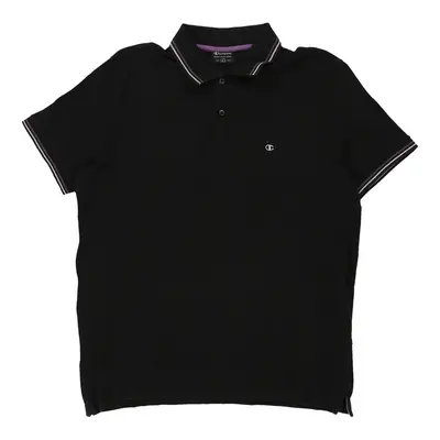 Champion Polo Shirt - Large Black Cotton